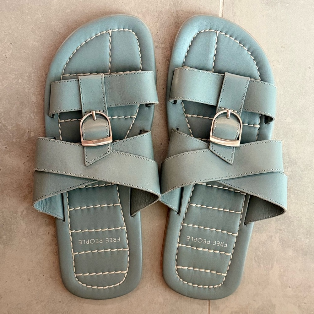 • FREE PEOPLE • Sloan Buckle Sandal in Stormy Sea • NEW - Picture 3 of 5